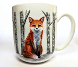 Fox Mug with Birch Trees